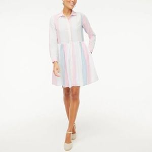 J Crew Collared Multi-Color Pastel Stripe Mini Shirtdress 8